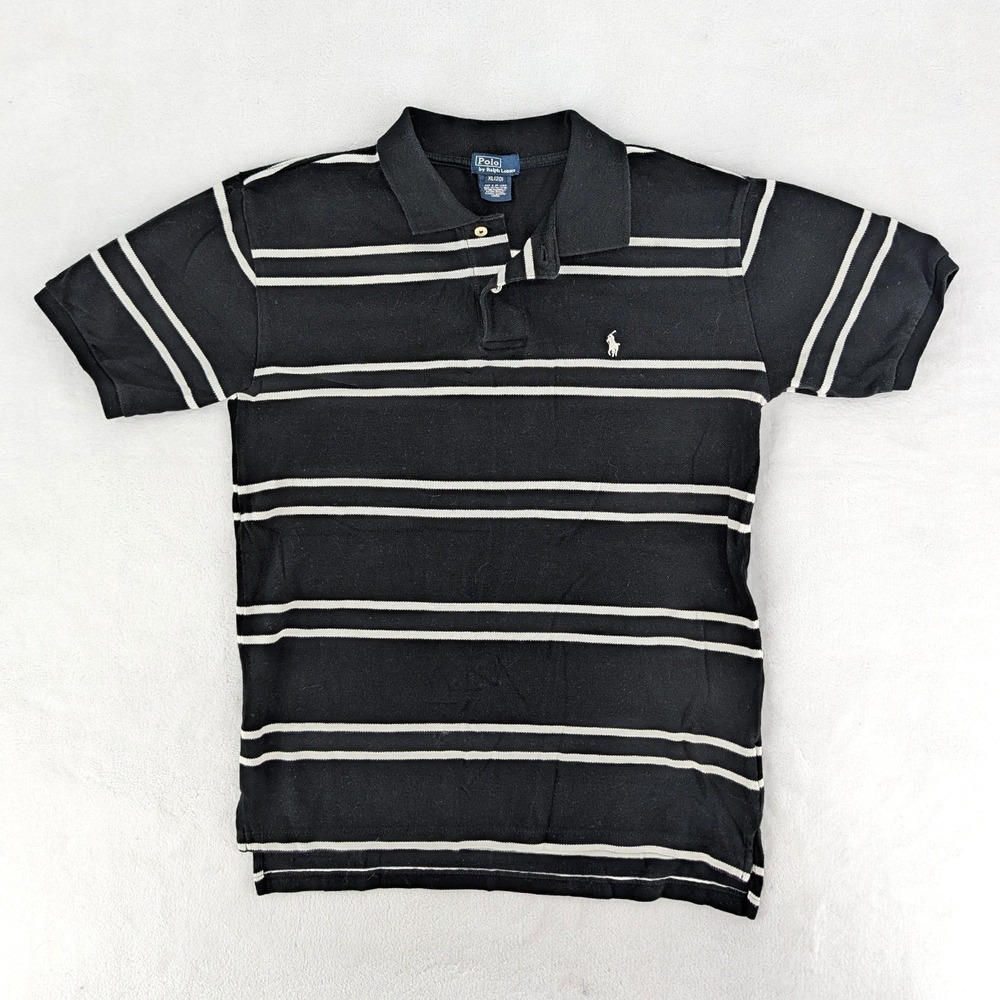 Polo Ralph Lauren Striped Short Sleeve Polo Shirt Black White XL (20)